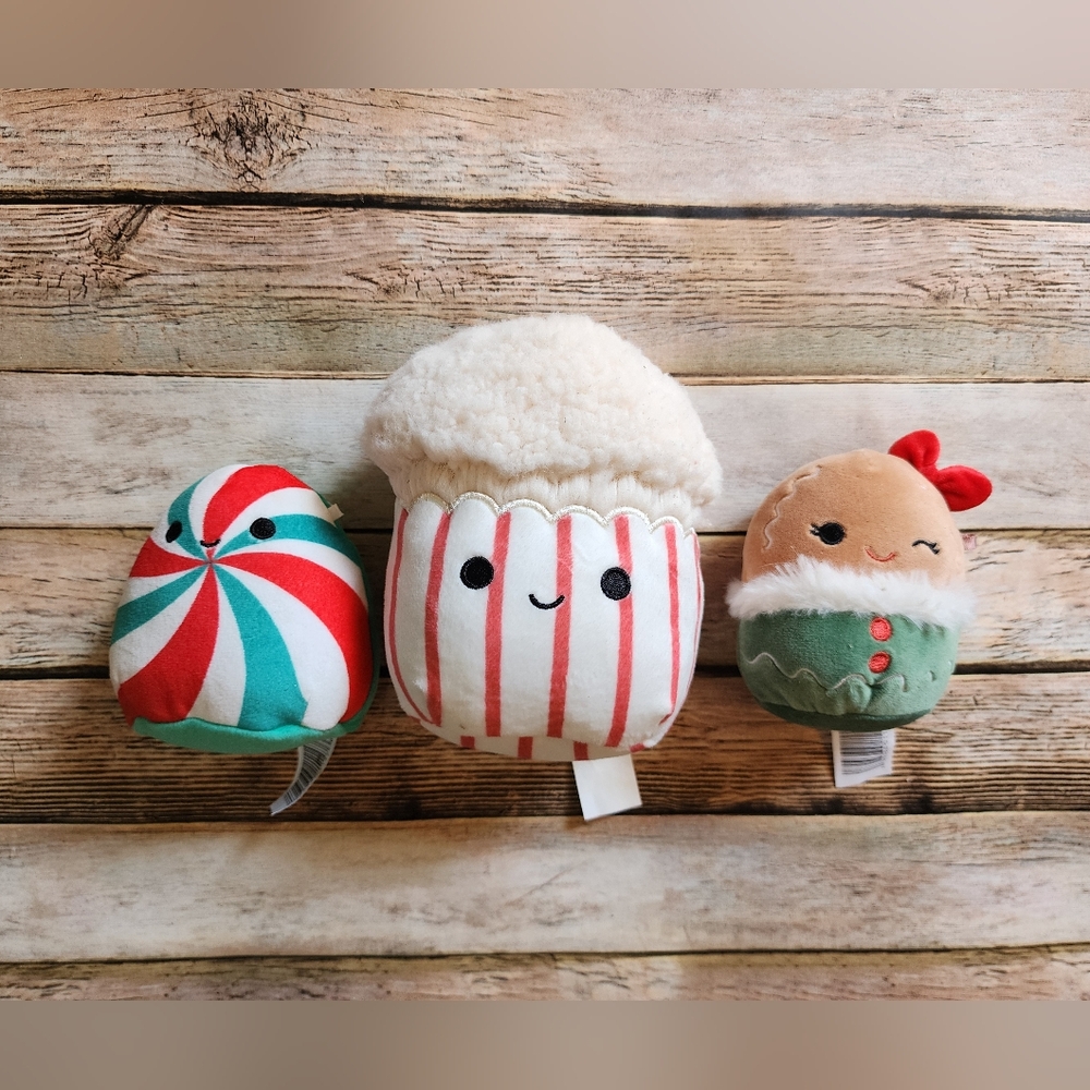 Squishmallows Arnel The Popcorn, Dulce The Candy, Gina The Gingerbread